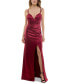 Juniors' Satin Strappy-Back Gown