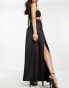 Flounce London maxi skirt with side split in black