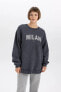 Фото #3 товара Relax Fit Bisiklet Yaka Kalın Yıkamalı Soluk Efektli Sweatshirt B6594ax23wn