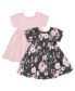 Фото #1 товара Baby Girls Baby Pink Floral Short Sleeve Dresses, 2-Pack
