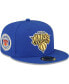 Men's Blue New York Knicks 2X Nba Champions Metallic Undervisor 59Fifty Fitted Hat 7 1/4 - фото #2