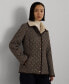 Women's Faux-Sherpa-Collar Quilted Coat Merlot Houndstooth, L - фото #1