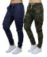 Women's Loose Fit Cotton Stretch Twill Cargo Joggers Set, 2 Pack