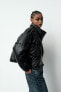 Leather effect puffer jacket