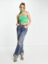 Фото #1 товара NA-KD neck detail gathered top in green