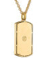 ფოტო #4 პროდუქტის Onyx & Diamond (1/4 ct. t.w.) Brick Pattern Dog Tag 22" Pendant Necklace in 14k Gold-Plated Sterling Silver, Created for Macy's