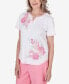 Petite Miami Beach Short Sleeve Floral Applique Top