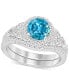 ფოტო #1 პროდუქტის Swiss Blue Topaz (1 ct. t.w.) & Diamond (1 ct. t.w.) Bridal Set in 14k White Gold