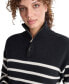 ფოტო #3 პროდუქტის Petite Half-Zip Striped Long-Sleeve Sweater