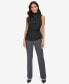 ფოტო #4 პროდუქტის Petite Textured Mock-Neck Ruched Blouse