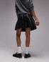 Topshop faux leather clean pleat mini skirt in black Черный, 40 - фото #3