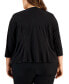 Plus Size Open-Front 3/4-Sleeve Waterfall Shrug