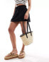 Фото #3 товара My Accessories mini straw tote bag with contrast strap in natural