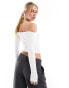 Stradivarius sculpt off shoulder top in white