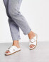 ASOS DESIGN Wide Fit Flash buckle cross vamp flat sandals in white