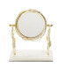 Фото #2 товара Table Mirror with Leaf Design Border and Marble Base, 5" x 14"