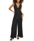 Women's Plunging-Neck Pleated Tie-Front Jumpsuit Черный, 6 - фото #1