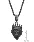 ფოტო #5 პროდუქტის Men's Stainless Steel Simulated Diamond Crowned Lion's Head 30" Pendant Necklace