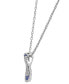 Фото #2 товара Macy's lab-Created Sapphire (1-1/2 ct. t.w.) & Cubic Zirconia Teardrop 18" Pendant Necklace in Sterling Silver