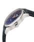 ფოტო #2 პროდუქტის Men's Five Points Swiss Automatic Italian Blue Leather Strap Watch 43mm