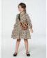 Toddler Girls Long Sleeve Viscose Dress With Frill Printed Leopard - Toddler|Child