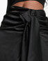 Forever Unique drape detail mini satin skirt in black