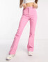 Pieces Petite Peggy flared jeans in pink