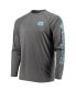 Men's Heathered Charcoal North Carolina Tar Heels PFG Terminal Tackle Raglan Omni-Shade Long Sleeve T-shirt