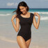 Women's Tummy Control Cap Sleeve X-Back One Piece Swimsuit