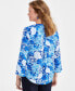 Фото #2 товара Women's Printed Pintuck Ruffle Sleeve Top, Created for Macy's