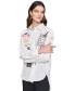 ფოტო #1 პროდუქტის Women's Embellished Graphic Poplin Button-Down Top, Regular & Petite