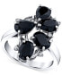 Фото #1 товара Onyx (2 9/10 ct. t.w.) & Diamond Accent Cluster Statement Ring in Sterling Silver