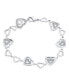 ფოტო #1 პროდუქტის Romantic Bridal Clear Pave Cubic Zirconia AAA CZ Alternating Open Multi Hearts Shape Bracelet For Women Girlfriend Wedding Rhodium Plated Brass 7 Inch