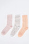 Kadın Karma Desenli Soket Çorap 3'Lü R8252AZ20AU