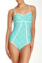 Фото #1 товара Laundry Shelli Segal Maillot Aqua Reef Womens One Piece Swimsuit Size XS