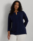 ფოტო #1 პროდუქტის Women's Plus Size Split-Neck Three-Quarter Sleeve Cotton Tunic