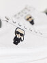 Фото #5 товара Karl Lagerfeld Kapri Ikonic white leather platform sole trainers with black trim