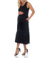 ფოტო #5 პროდუქტის Maternity Plus Size Scoop Neck Tiered Midi Dress