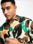 River Island short sleeve floral printed shirt in green