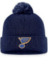 Фото #1 товара Men's Navy St. Louis Blues Core Primary Logo Cuffed Knit Hat with Pom
