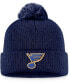 ფოტო #1 პროდუქტის Men's Navy St. Louis Blues Core Primary Logo Cuffed Knit Hat with Pom