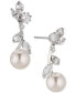 ფოტო #1 პროდუქტის Rhodium-Plated Cubic Zirconia & Imitation Pearl Vine Linear Drop Earrings, Created for Macy's