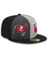 Фото #2 товара Men's Gray, Black Tampa Bay Buccaneers 2023 Sideline 59FIFTY Fitted Hat