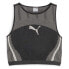 Фото #1 товара Puma Dare To Crop Striped Crew Neck Tank Top Womens Black, White Casual Athleti