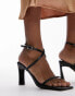 Фото #6 товара Topshop Wide Fit Farah two part block heel sandal in black