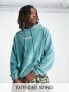 ASOS Daysocial oversized hoodie in cord with logo embroidery in teal blue