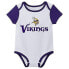 NFL Minnesota Vikings Infant Boys' 3pk Bodysuit - 0-3M