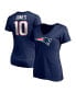 ფოტო #1 პროდუქტის Women's Mac Jones Navy New England Patriots Plus Size Player Name and Number V-Neck T-shirt