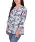 ფოტო #3 პროდუქტის Petite Size 3/4 Roll Tab Sleeve Blouse Top