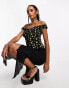 Фото #2 товара Motel buttercup print ruffle bandeau top in black